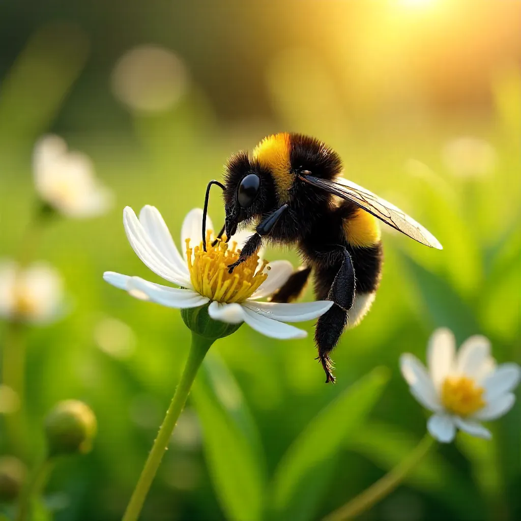 Pollination in a Sunlit Meadow: Bumblebee and Clover