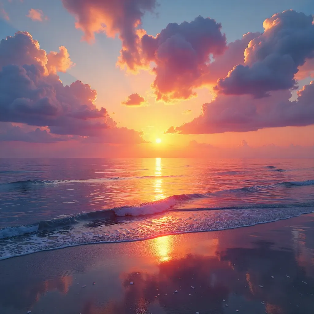 Serene Sunset Over the Ocean Waves