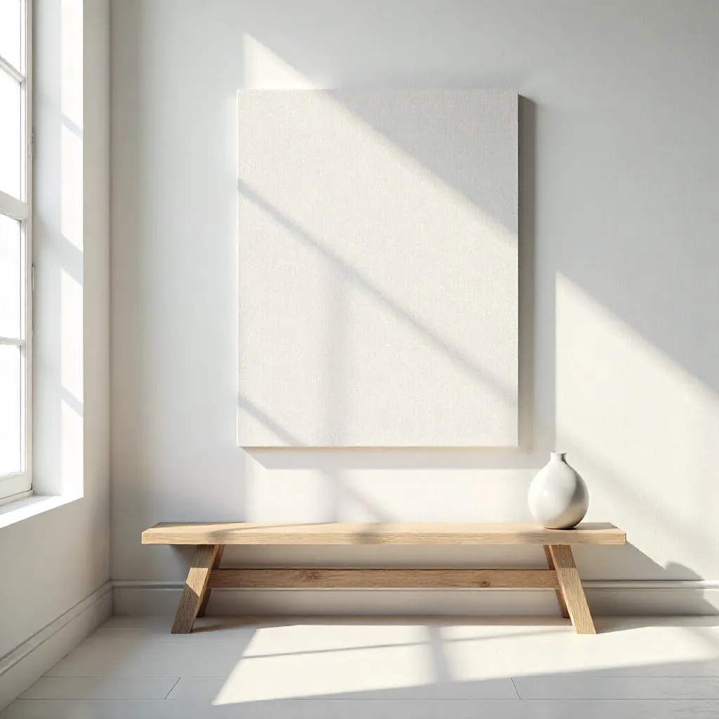 Elegant Minimalist Interior: Canvas & Ceramic Vase