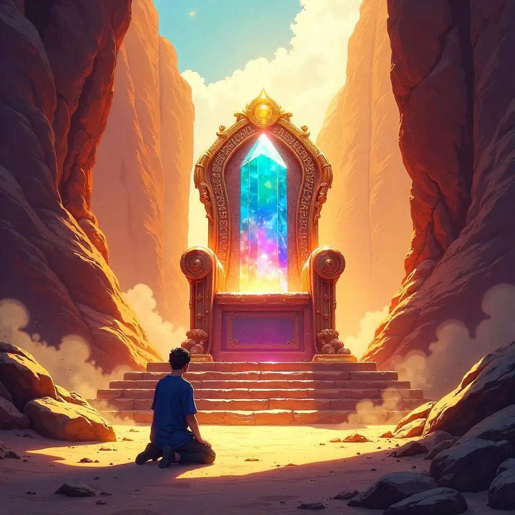 Crystal Throne in a Desert Canyon - Anime Style