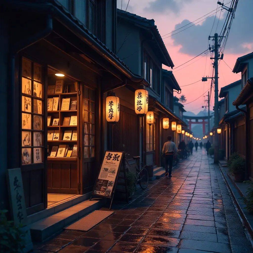 Dusk at a Kyoto Traditional Bookstore