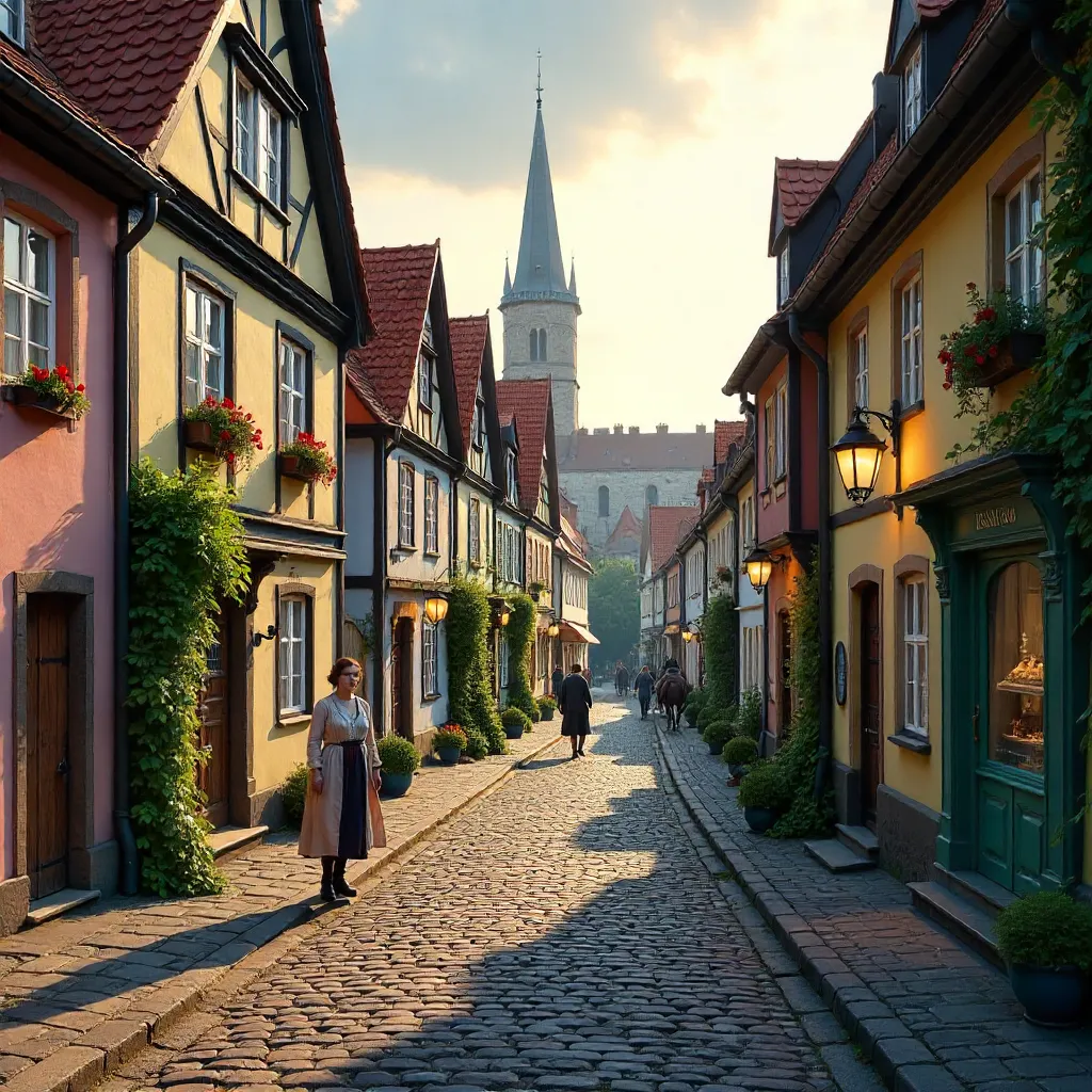 Colorful Cobblestone Street in Tallinn's Old Town