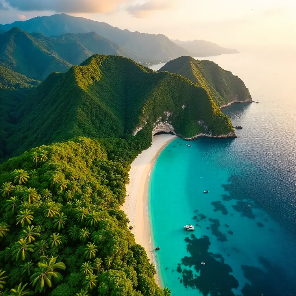 Aerial Paradise: Lush Philippine Hills and Coastline