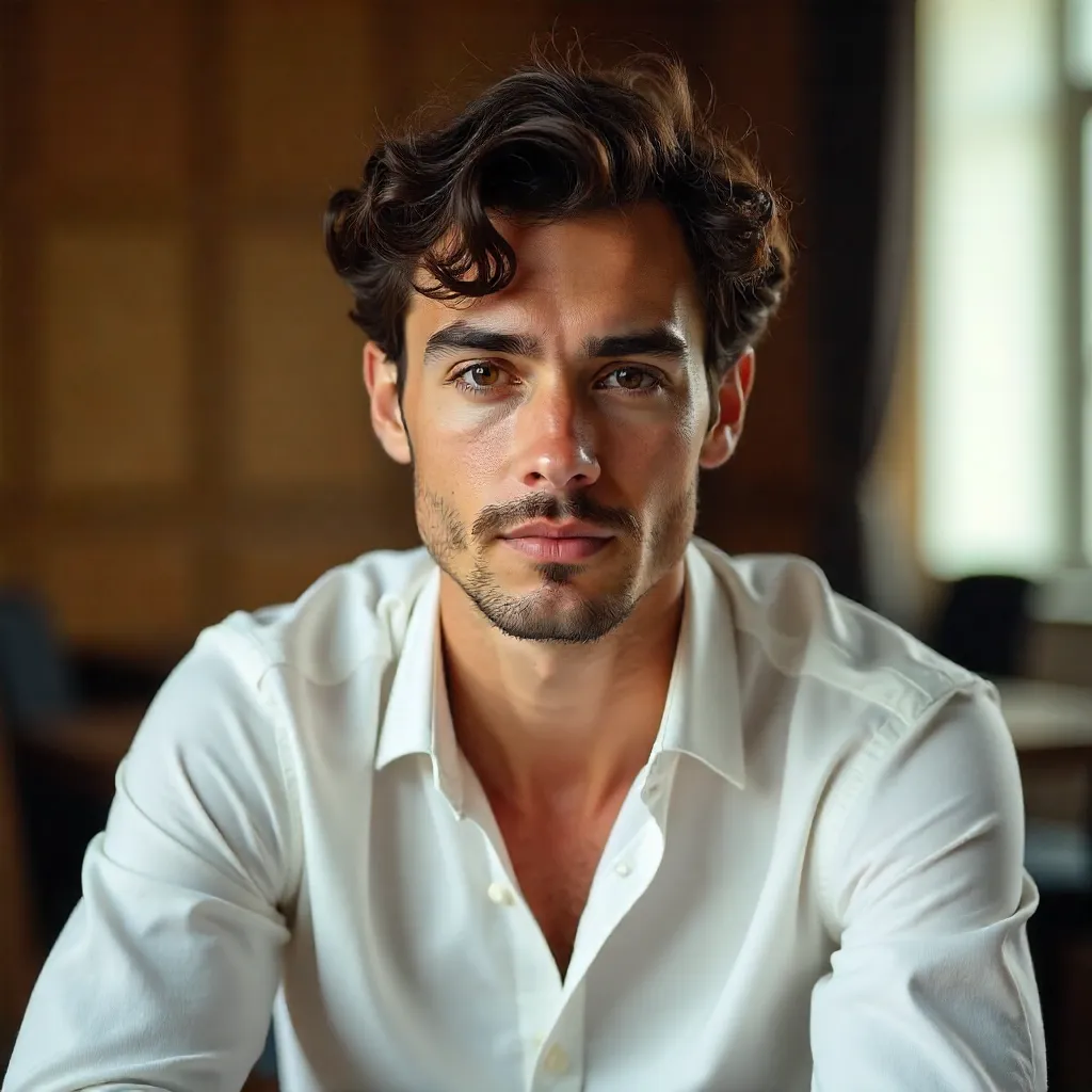 Confident Young Man Portrait in White Shirt