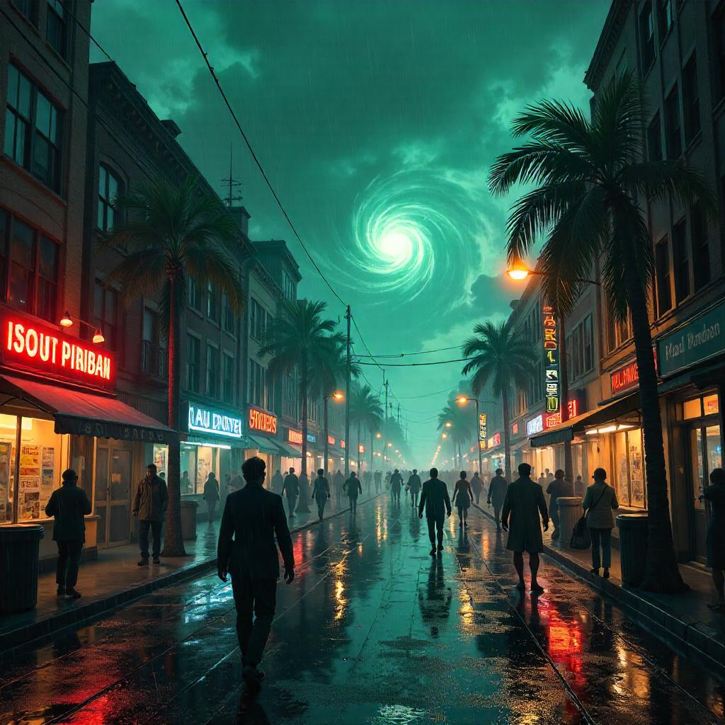 Hurricane Concept Art on a Busy City Street
