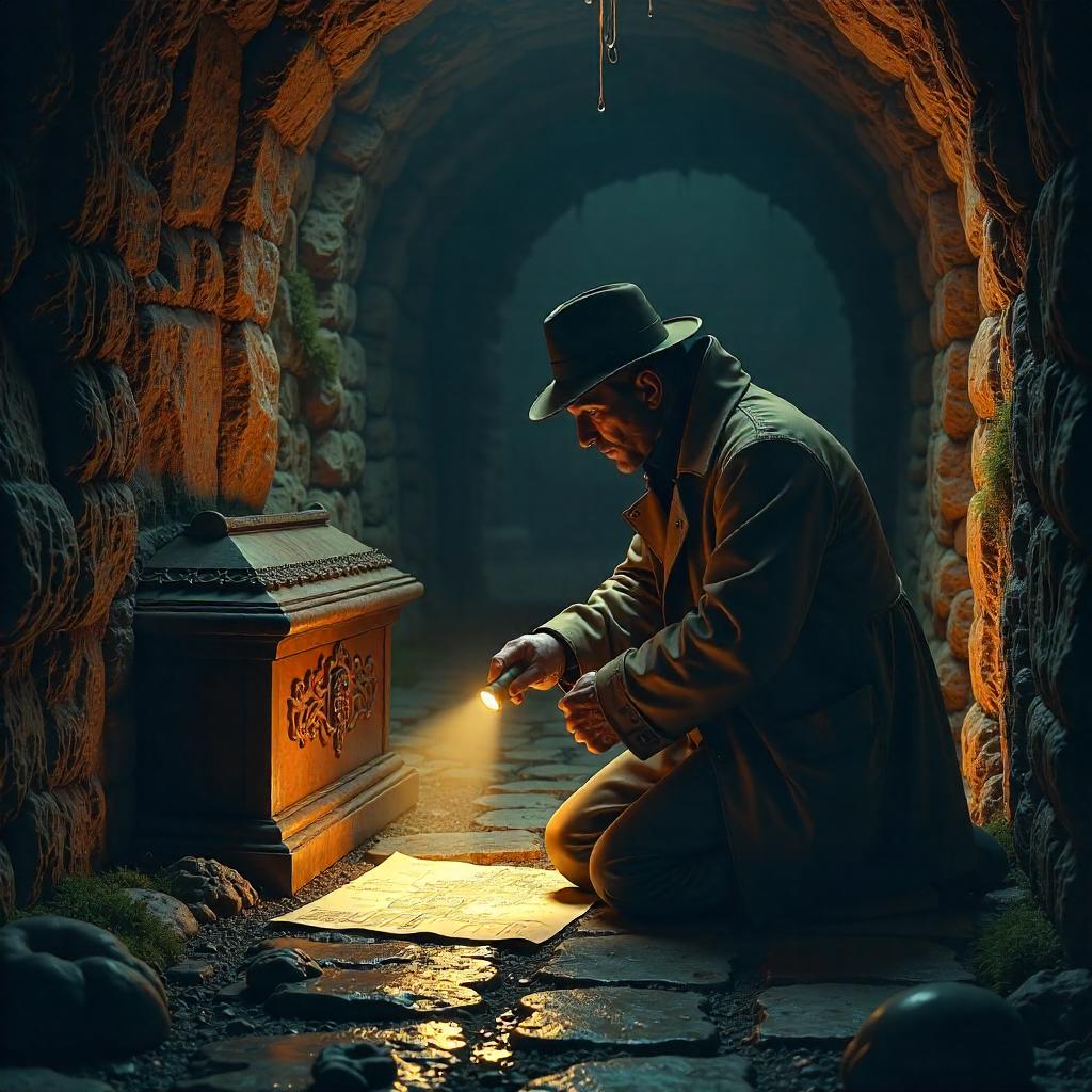 Shadowed Crypt Detective 3D Render