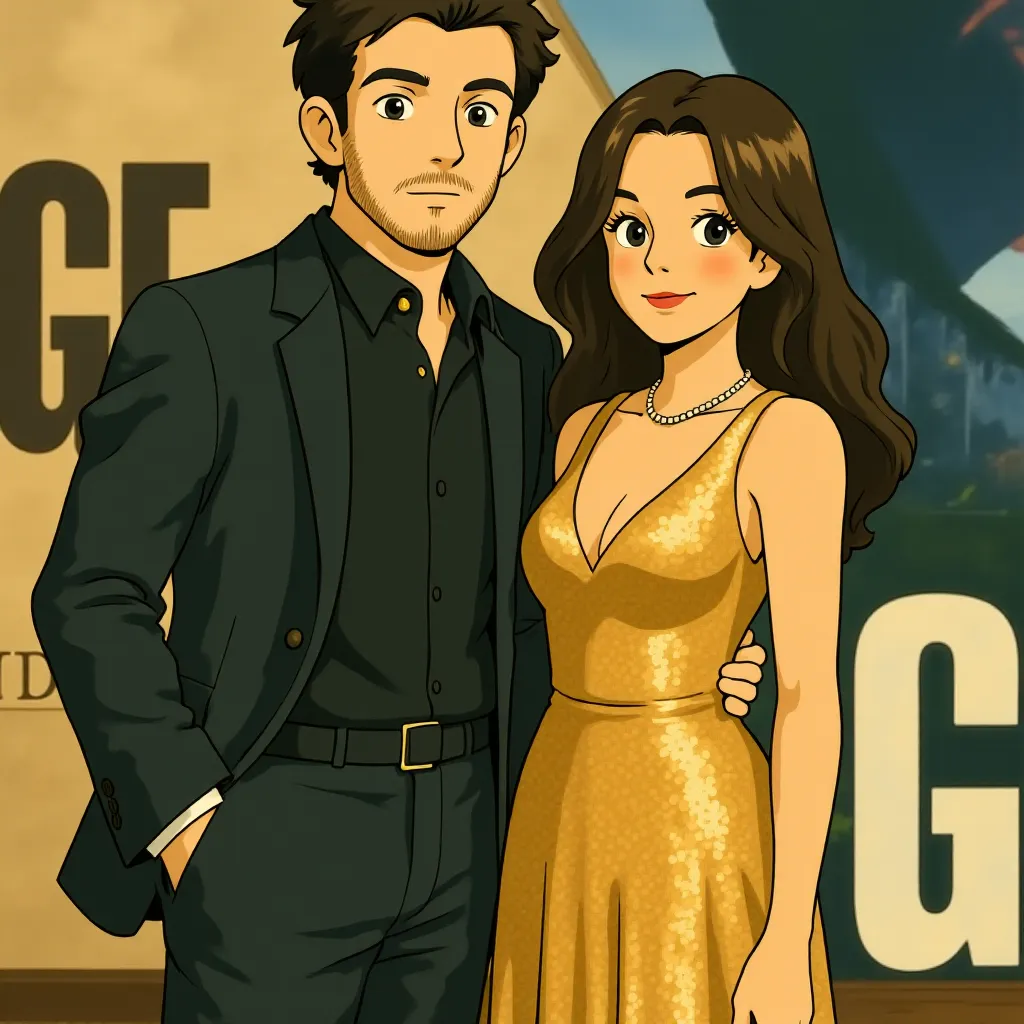 Miles Teller and Keleigh Sperry at an event for The Gorge (2025) - Ghibli style