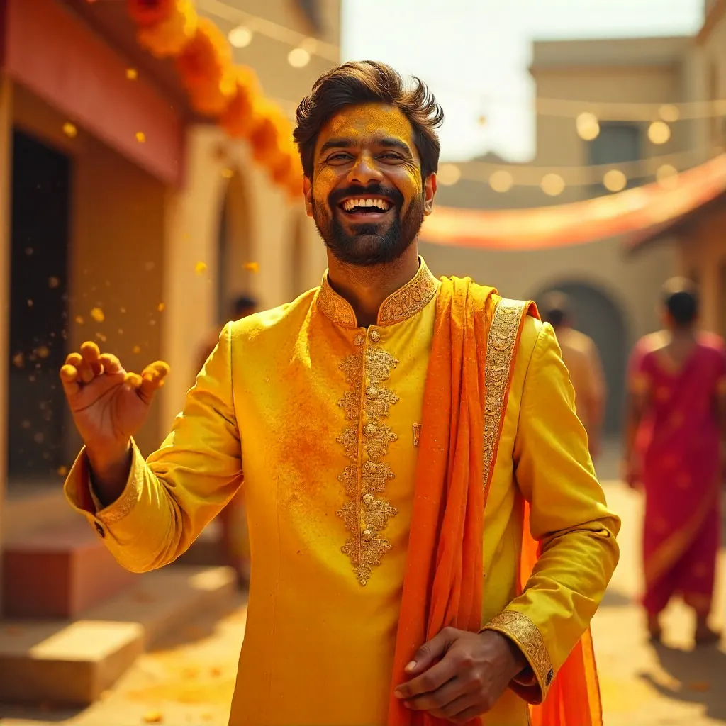 Joyful Haldi Ceremony: Traditional Attire