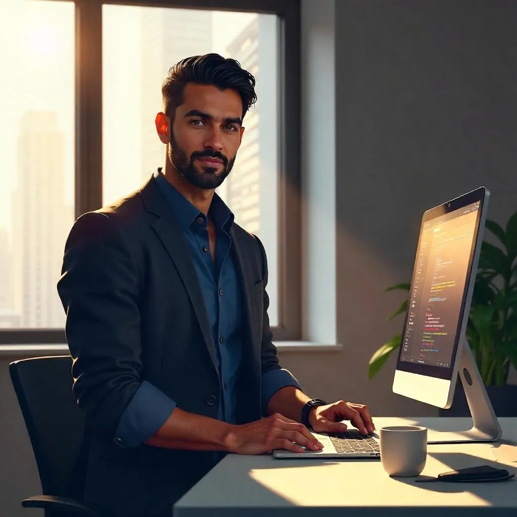 Handsome Middle Eastern Man in a Modern Workspace