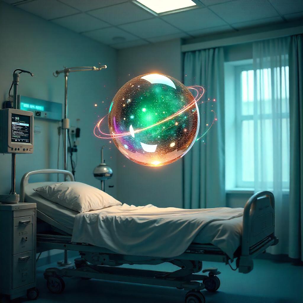 Magical Orb in a Modern Hospital — Neon Healing Light
