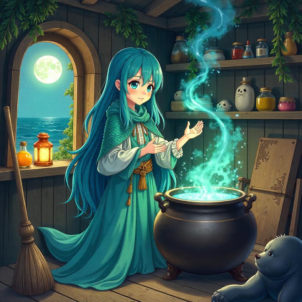 Selkie Witch in a Sea-Kissed Anime Hut