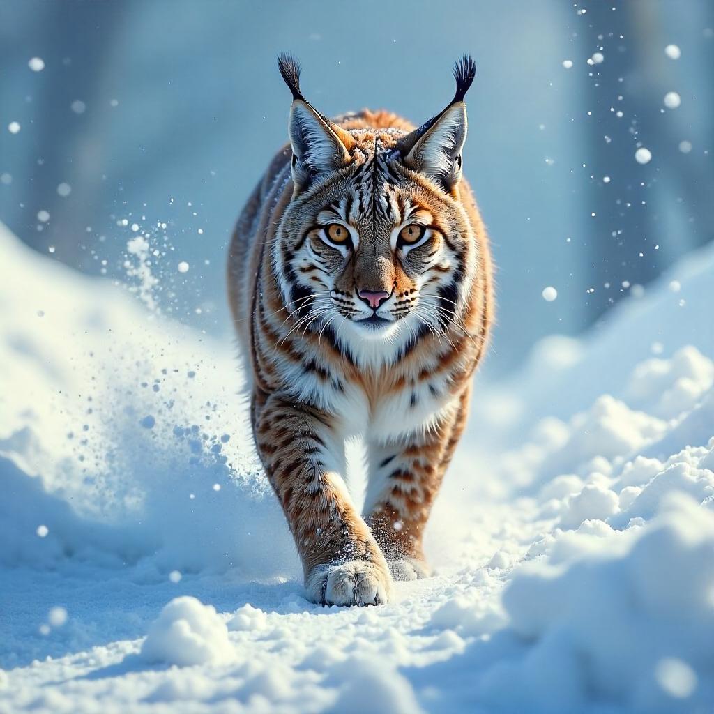 Lynx in a Blizzard: Digital Arctic Portrait