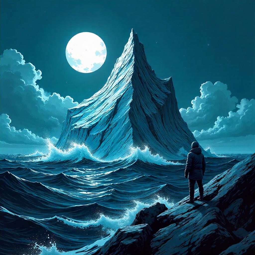Mist on a Floating Iceberg in Comic Style