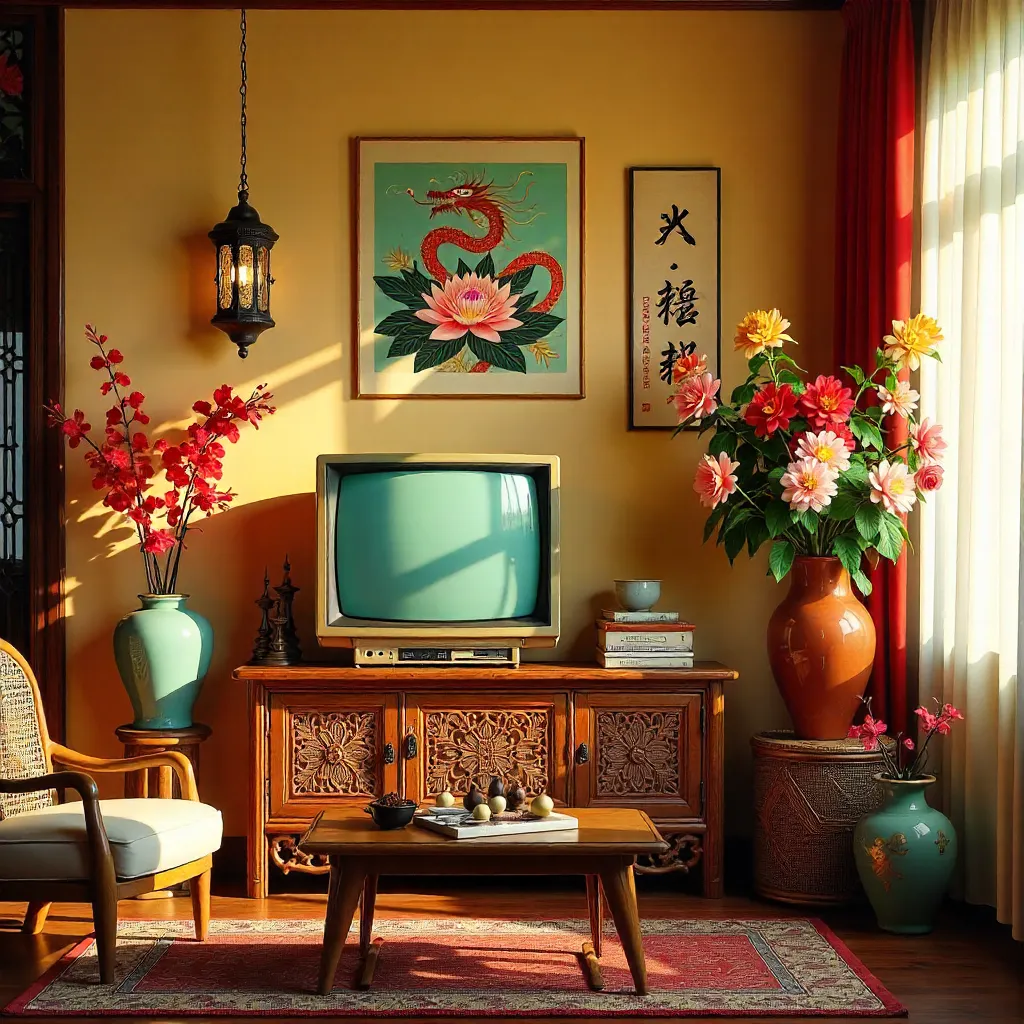 Vibrant Vintage Vietnamese Living Room