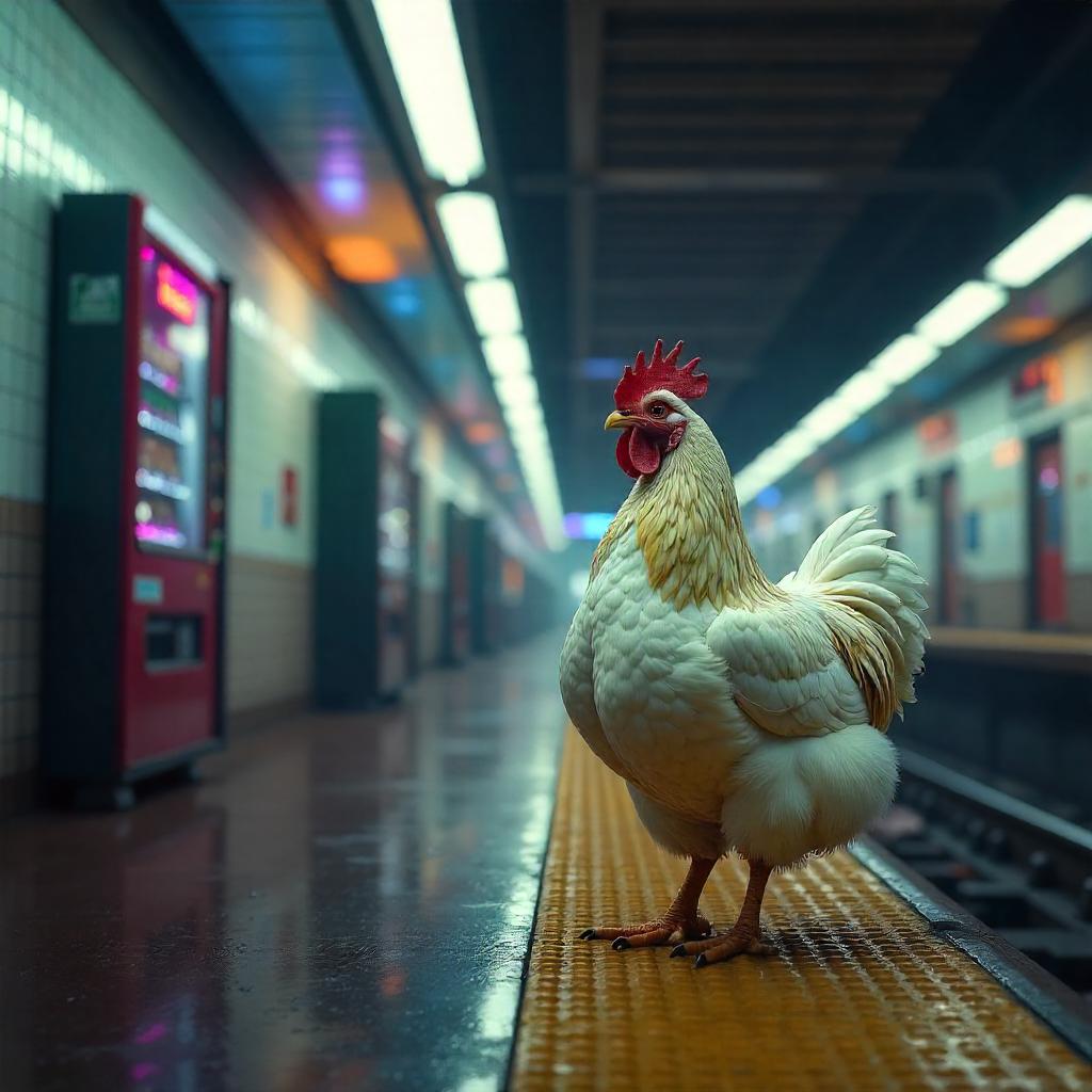 Neon Subway Chicken: A Photorealistic 3D Render