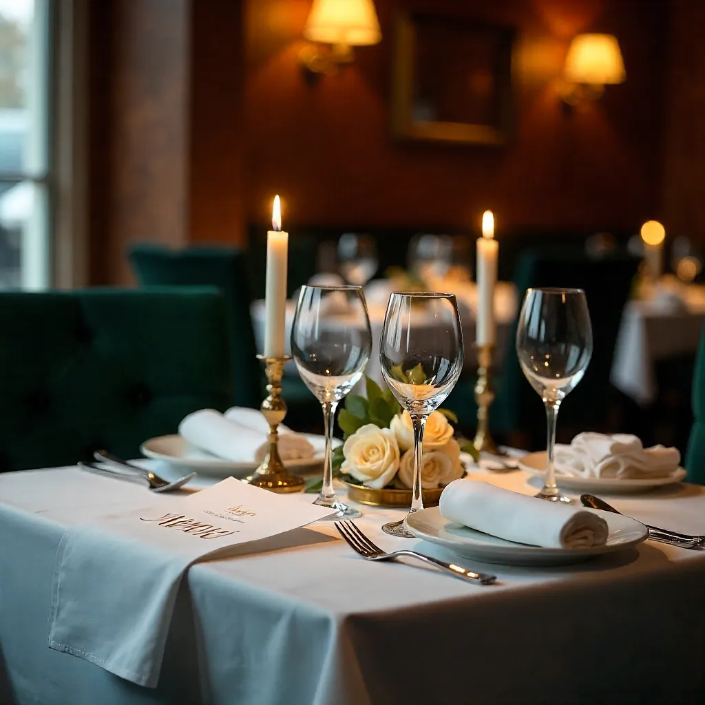 Elegant Restaurant Table with Menus and Decor