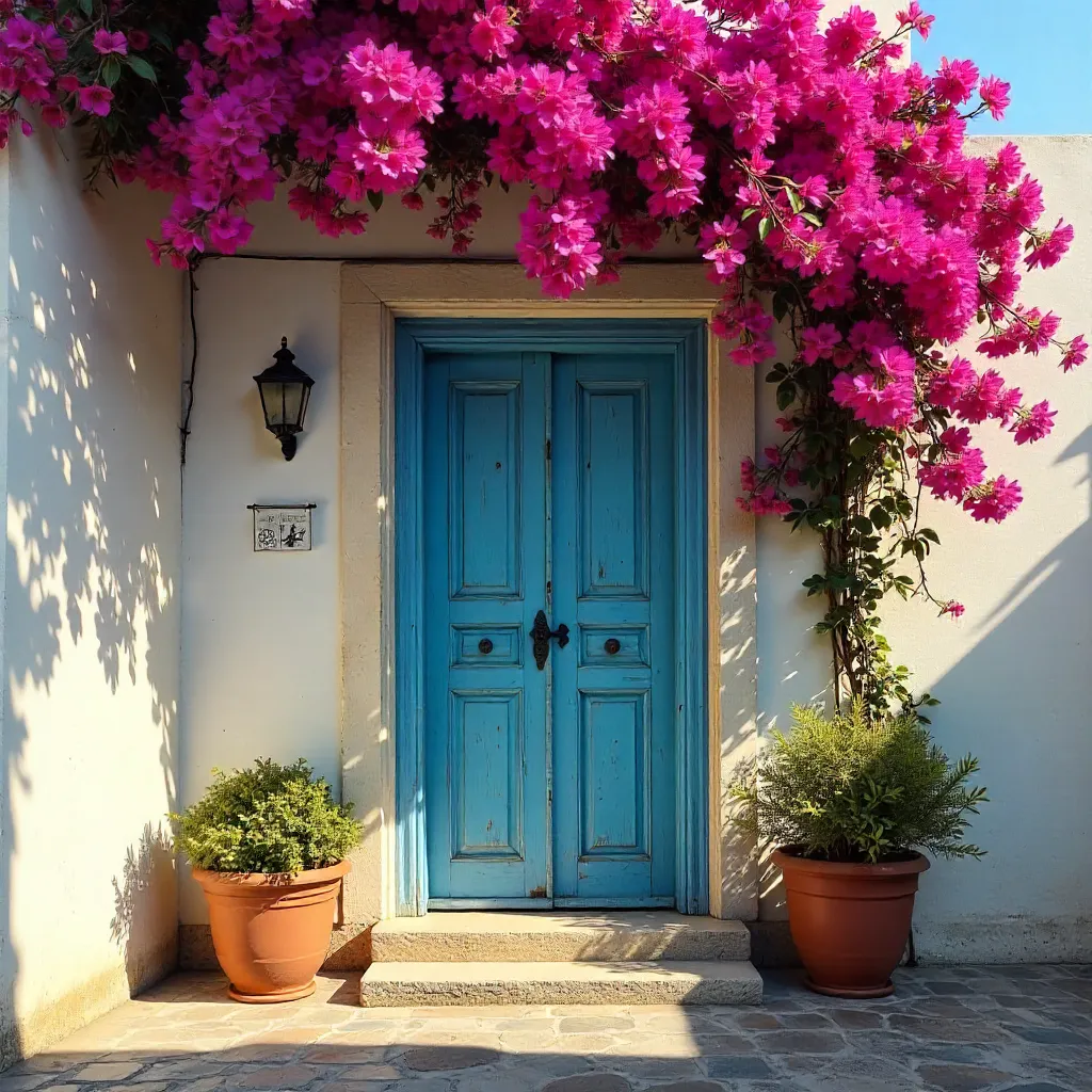 Mediterranean Doorway in İzmir with Bougainvillea