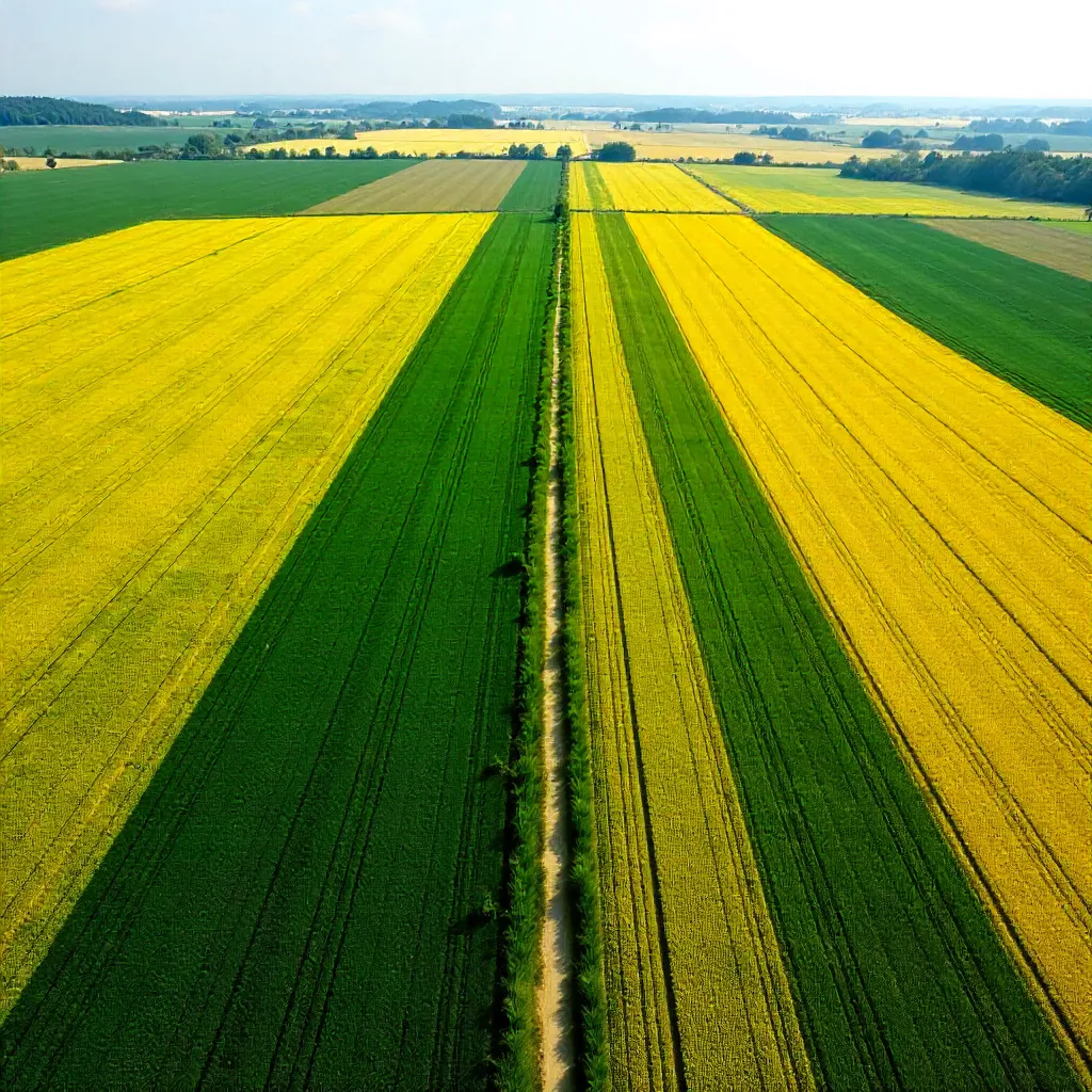 Vibrant Aerial Stripes over Polish Fields