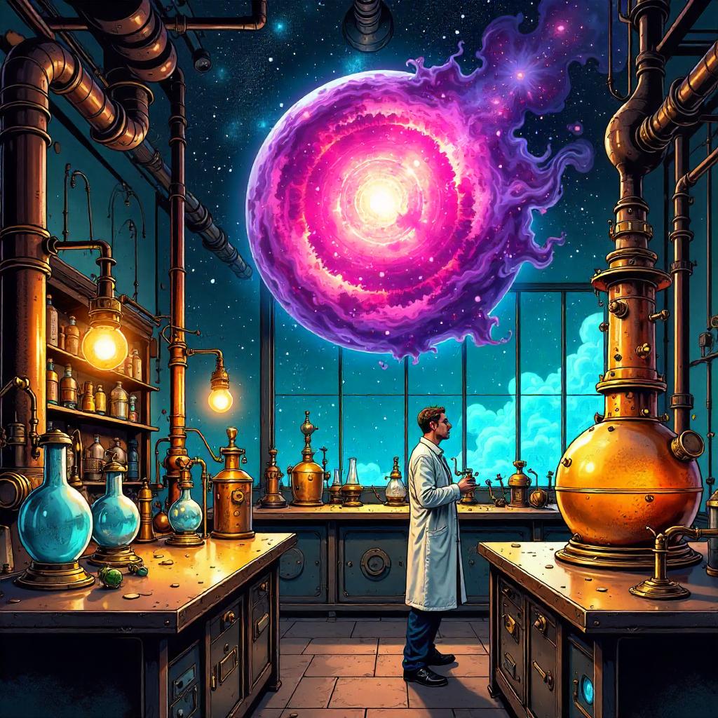 Nebula in a Brass Laboratory (Comic Splash)