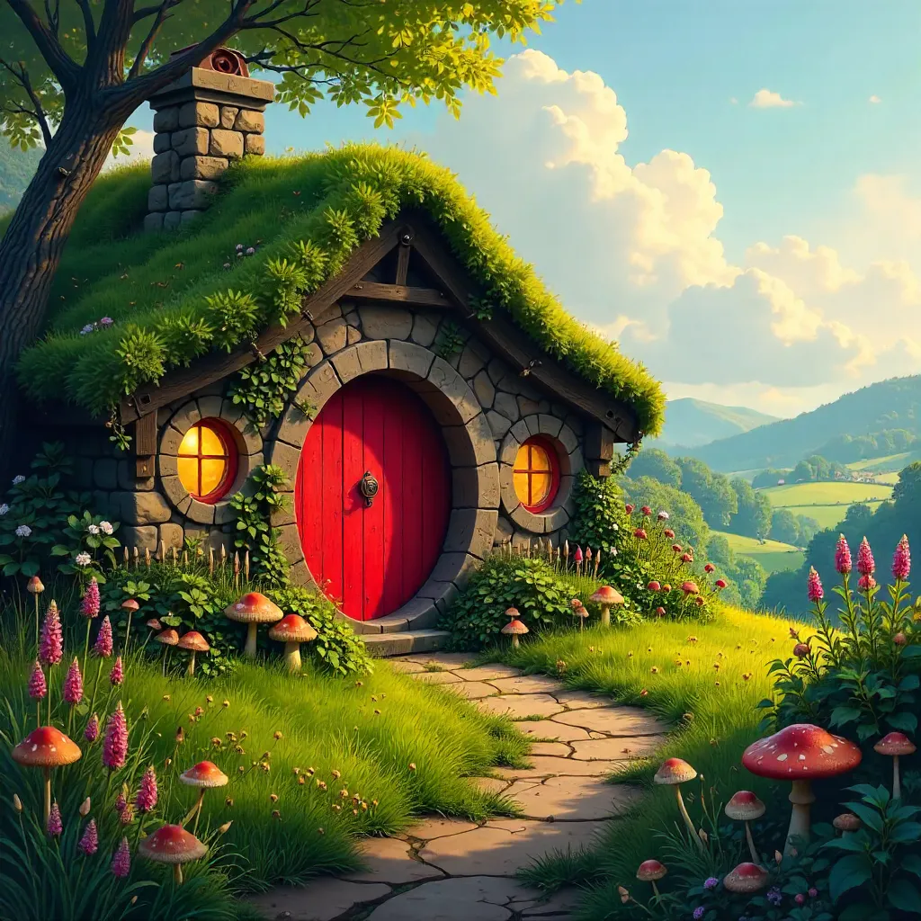 Red-Door Hobbit House in Dunblane, Scotland