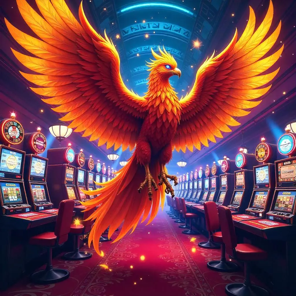 Anime Phoenix Rising in a Neon Casino