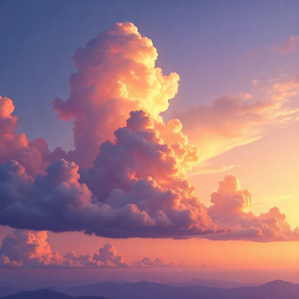 Sunset Cumulus Cloudscape: Tranquil Textured Sky
