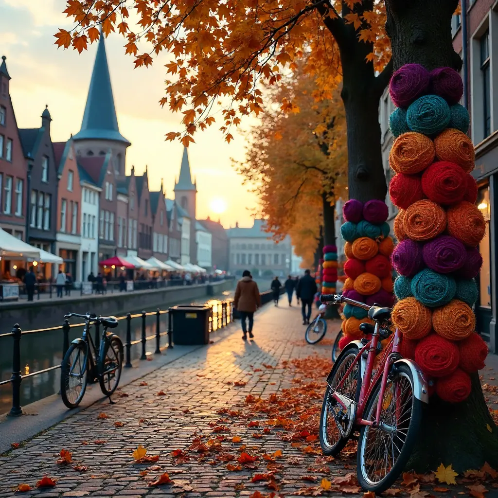 Autumn Yarn-Bombed Bicycles in Ghent