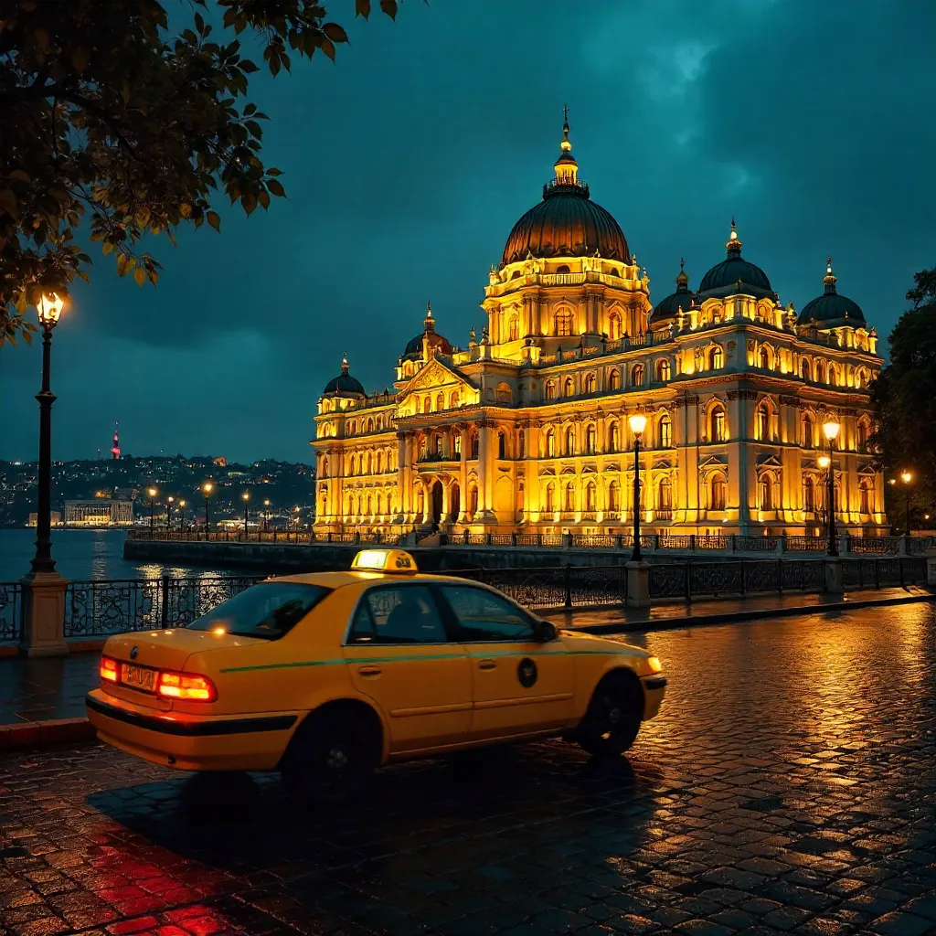 Night Drive Past Dolmabahçe Palace
