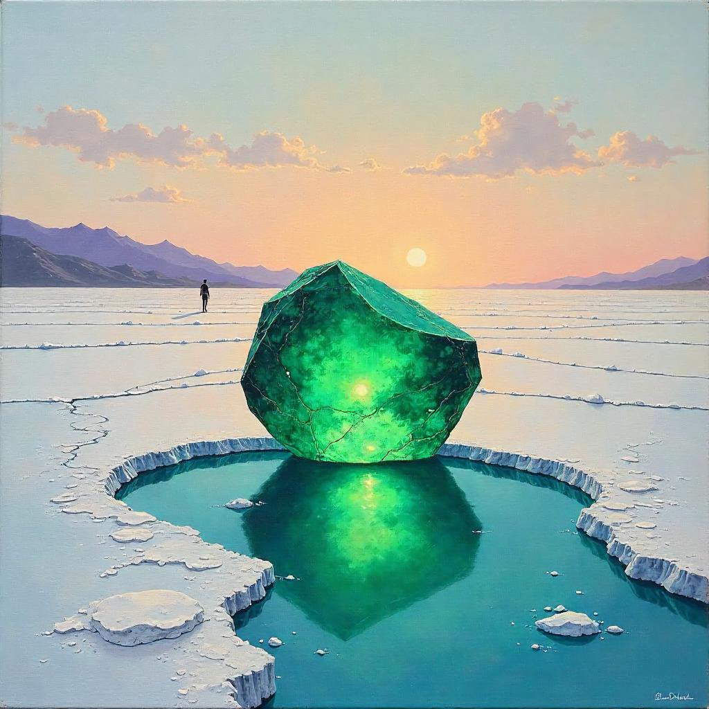 Emerald Infinity Stone on a Salt Flat