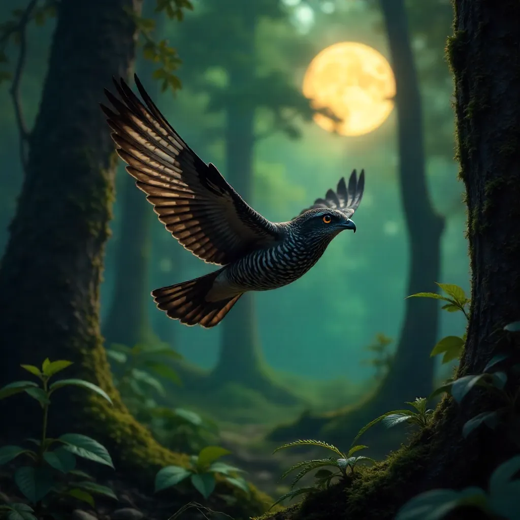 Graceful Indian Nightjar in Twilight Forest