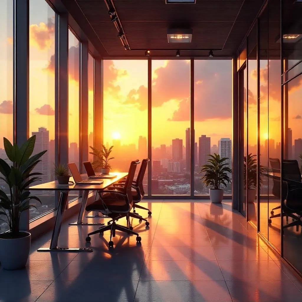 Golden Hour in a Modern Office