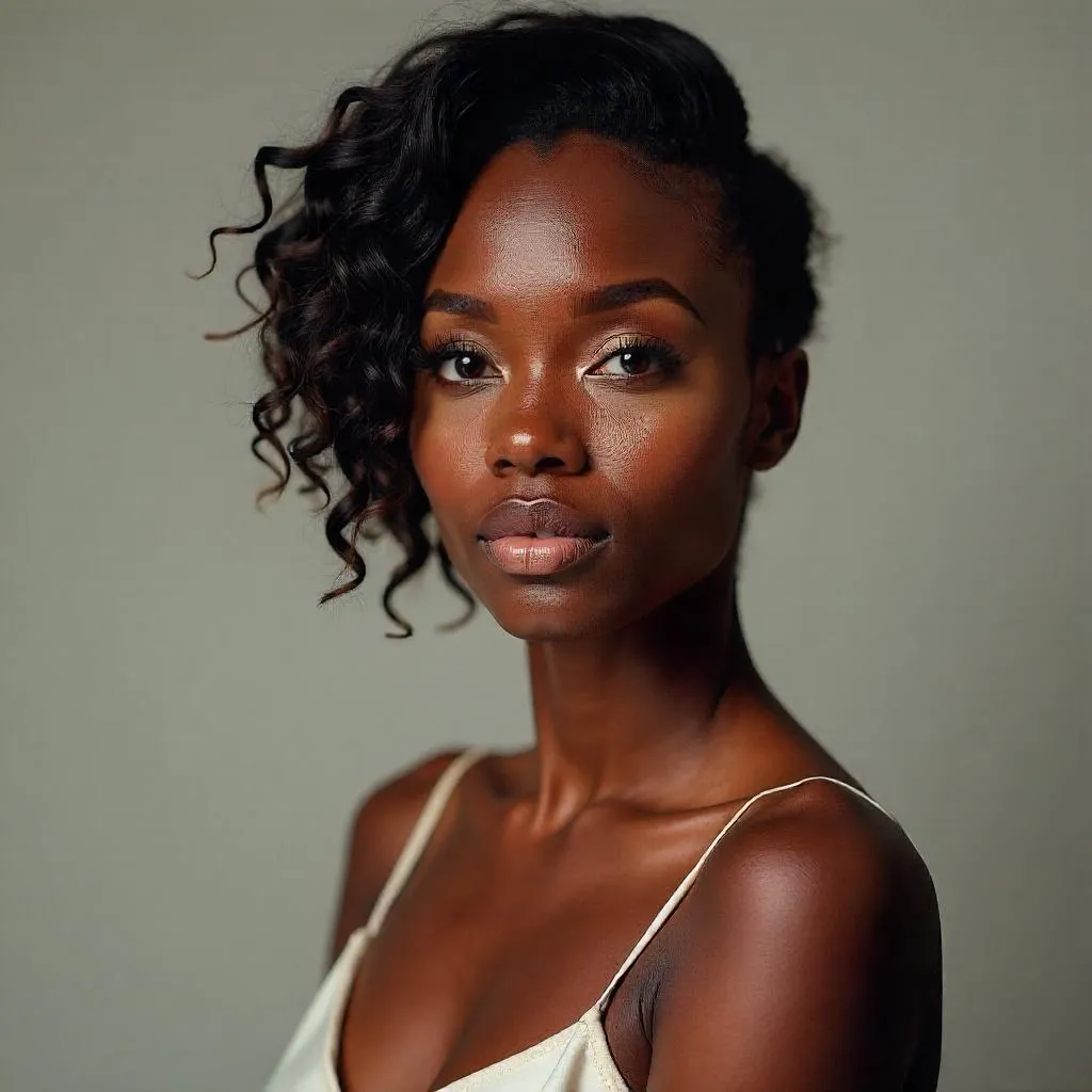 Studio Portrait: Beautiful Black Woman in Studio Lighting