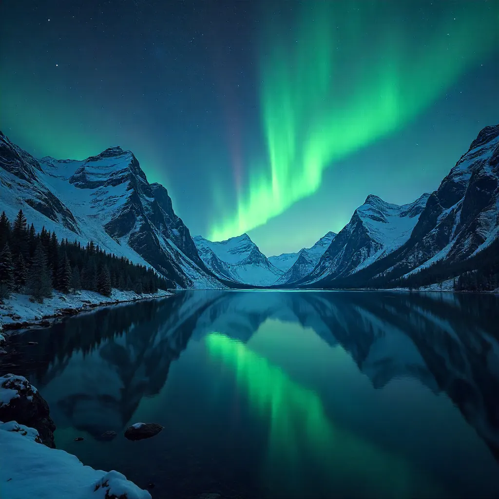 Aurora over Norway's Rugged Peaks