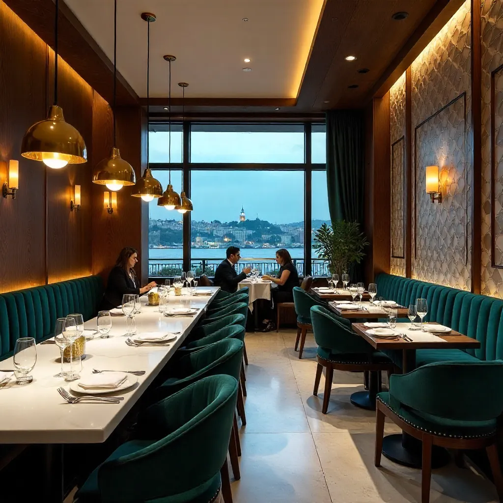 Sophisticated Istanbul Modern Restaurant Interior at Dusk