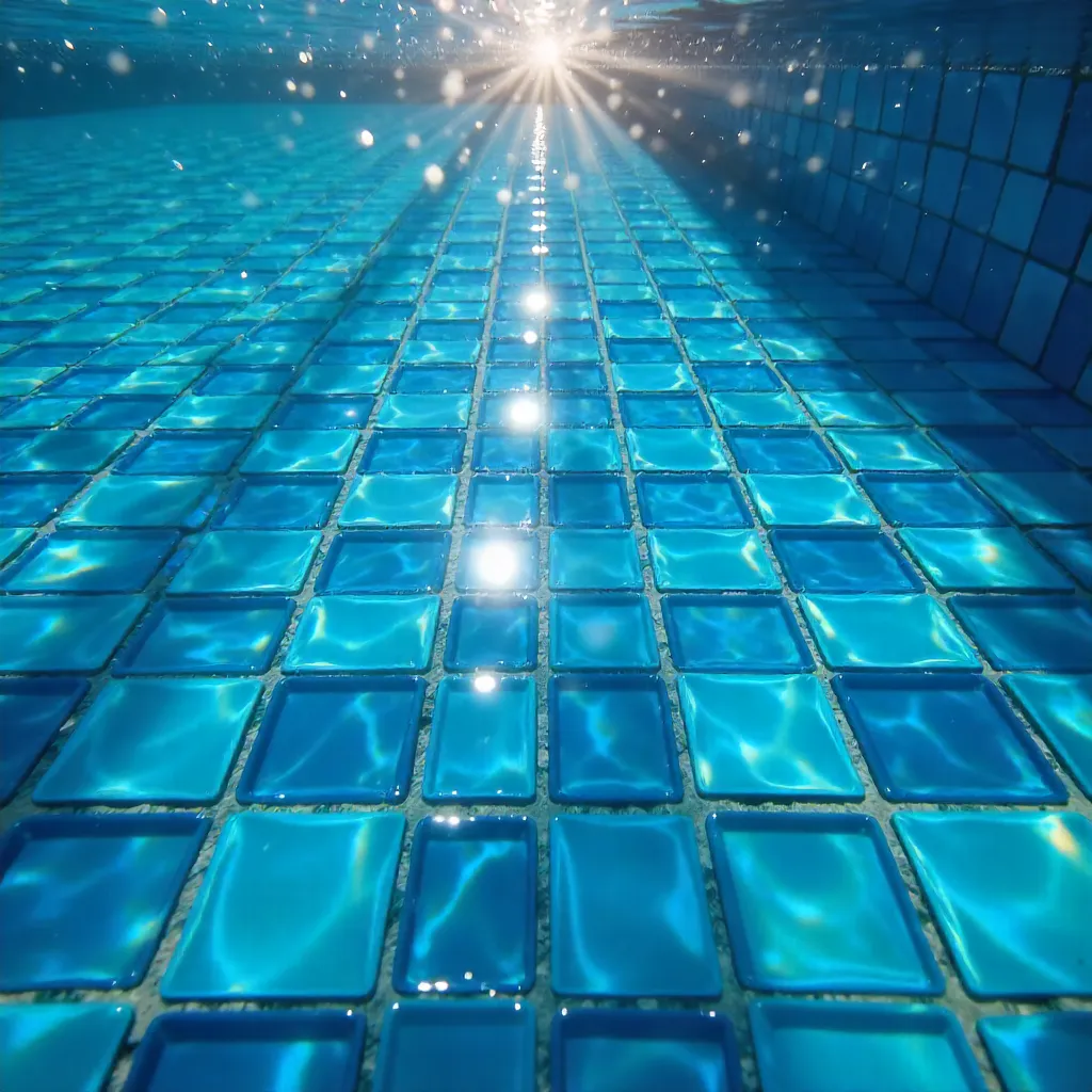 Shimmering Blue Tile Caustics Underwater Pool