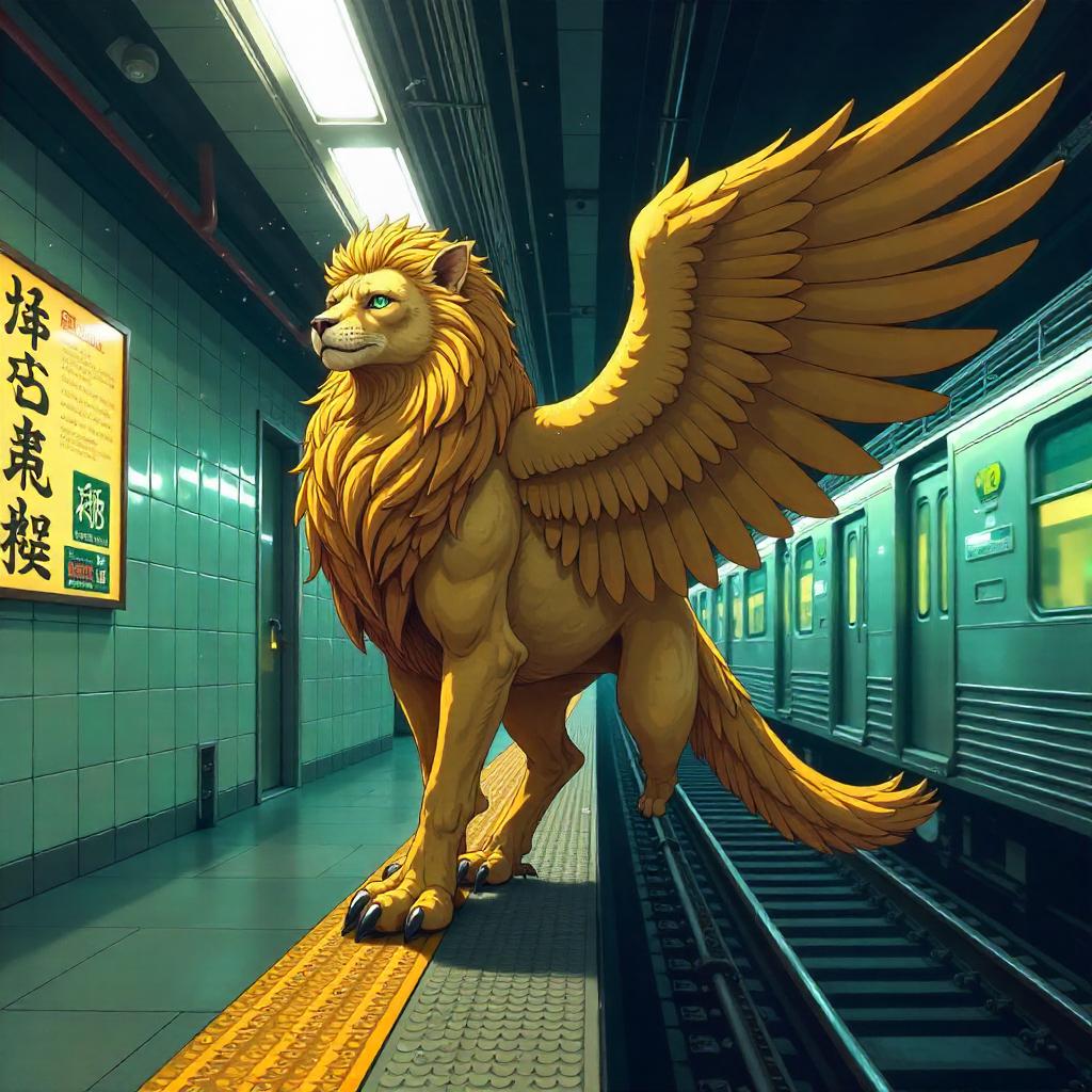 Griffin in Neon Subway - Anime Style