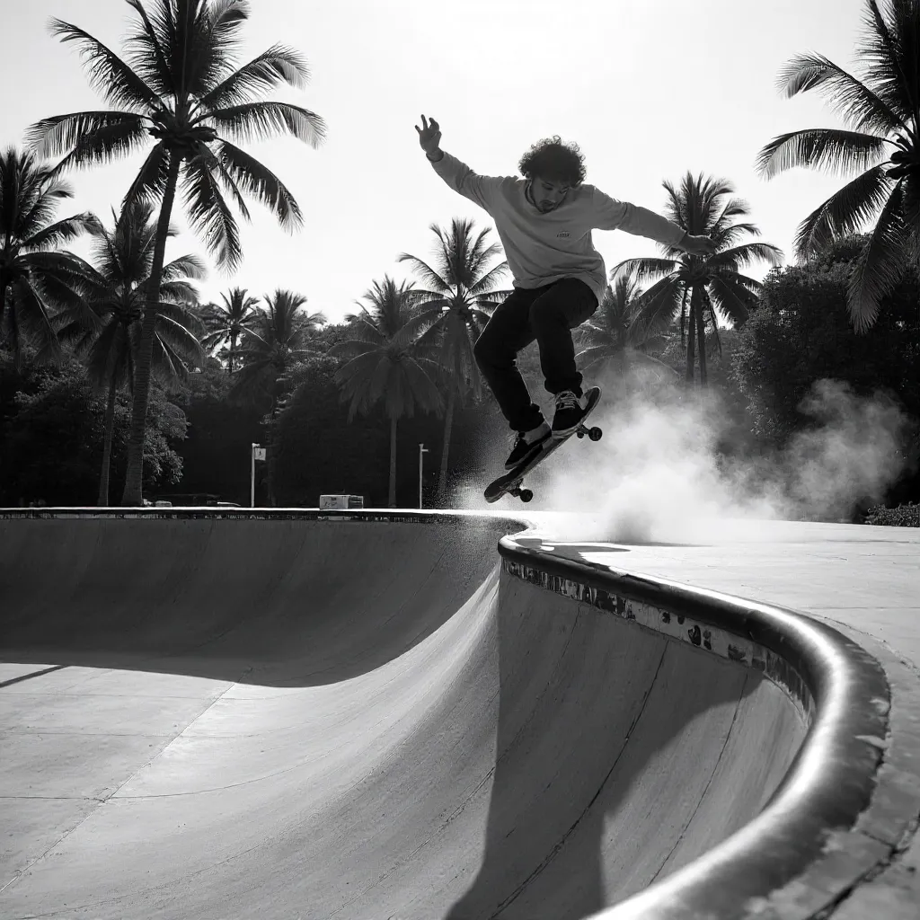 Monochrome Bali Skate Park Trick