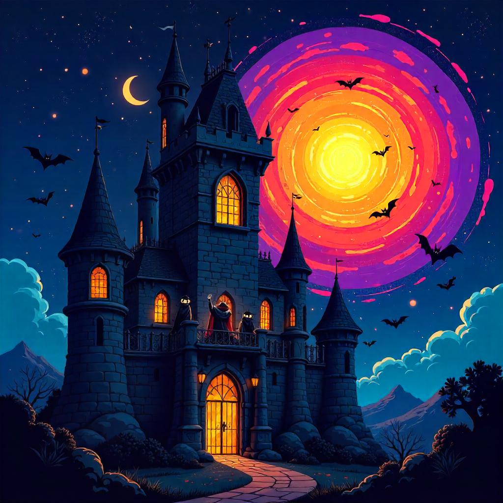 Cartoon Supernova Over the Vampire Castle