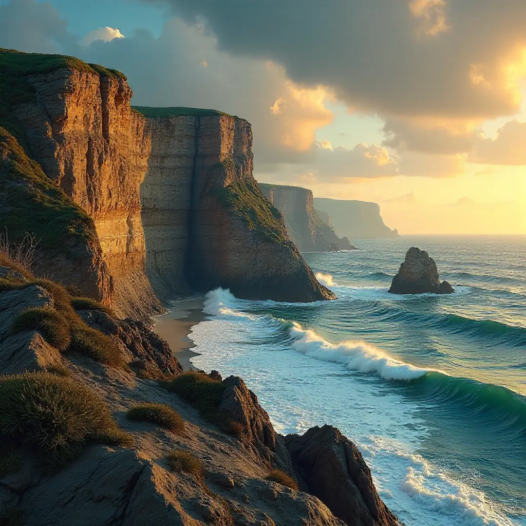 Erosion of Time: Coastal Cliffs at Dusk