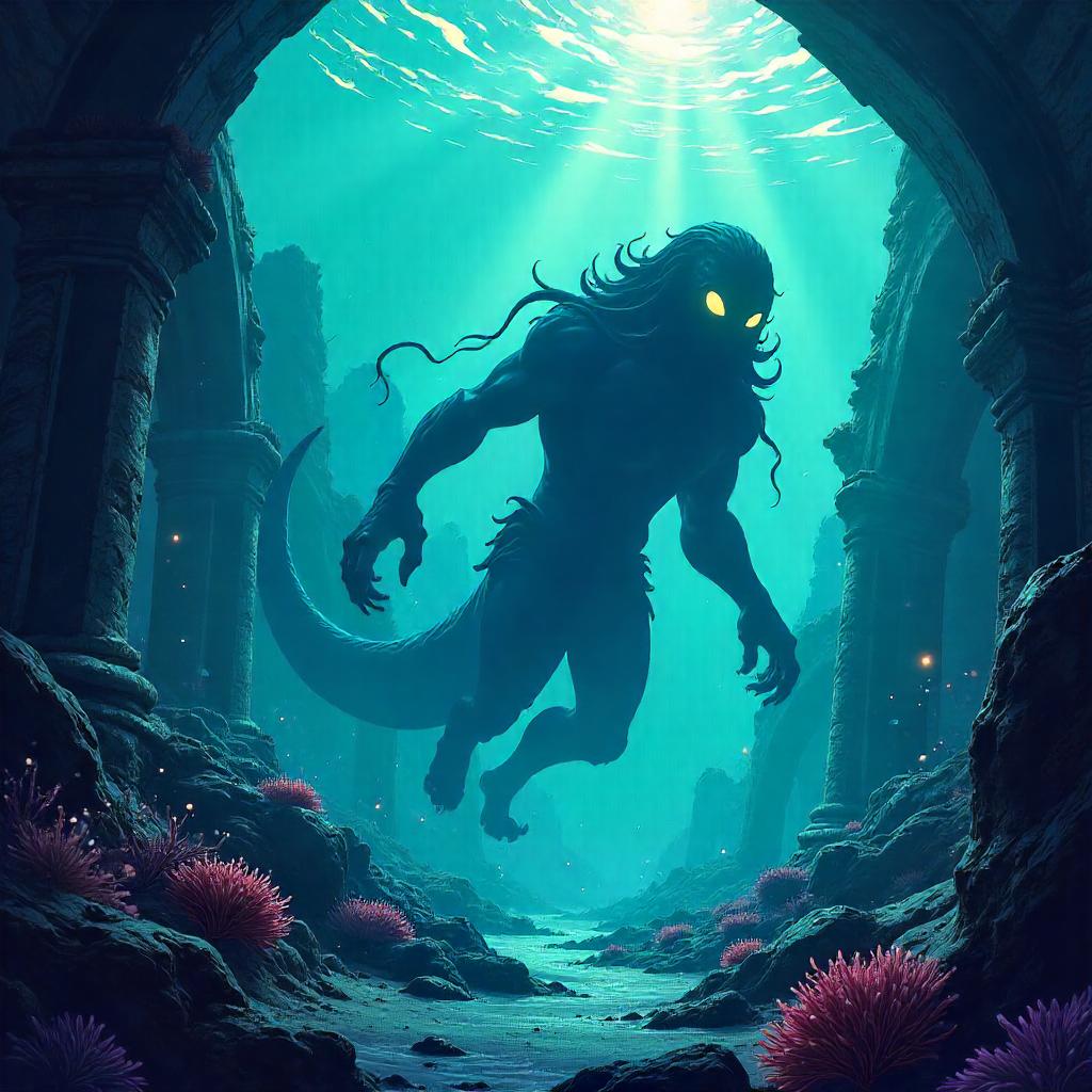 Shadow Creature of Atlantis: Anime Underwater Scene