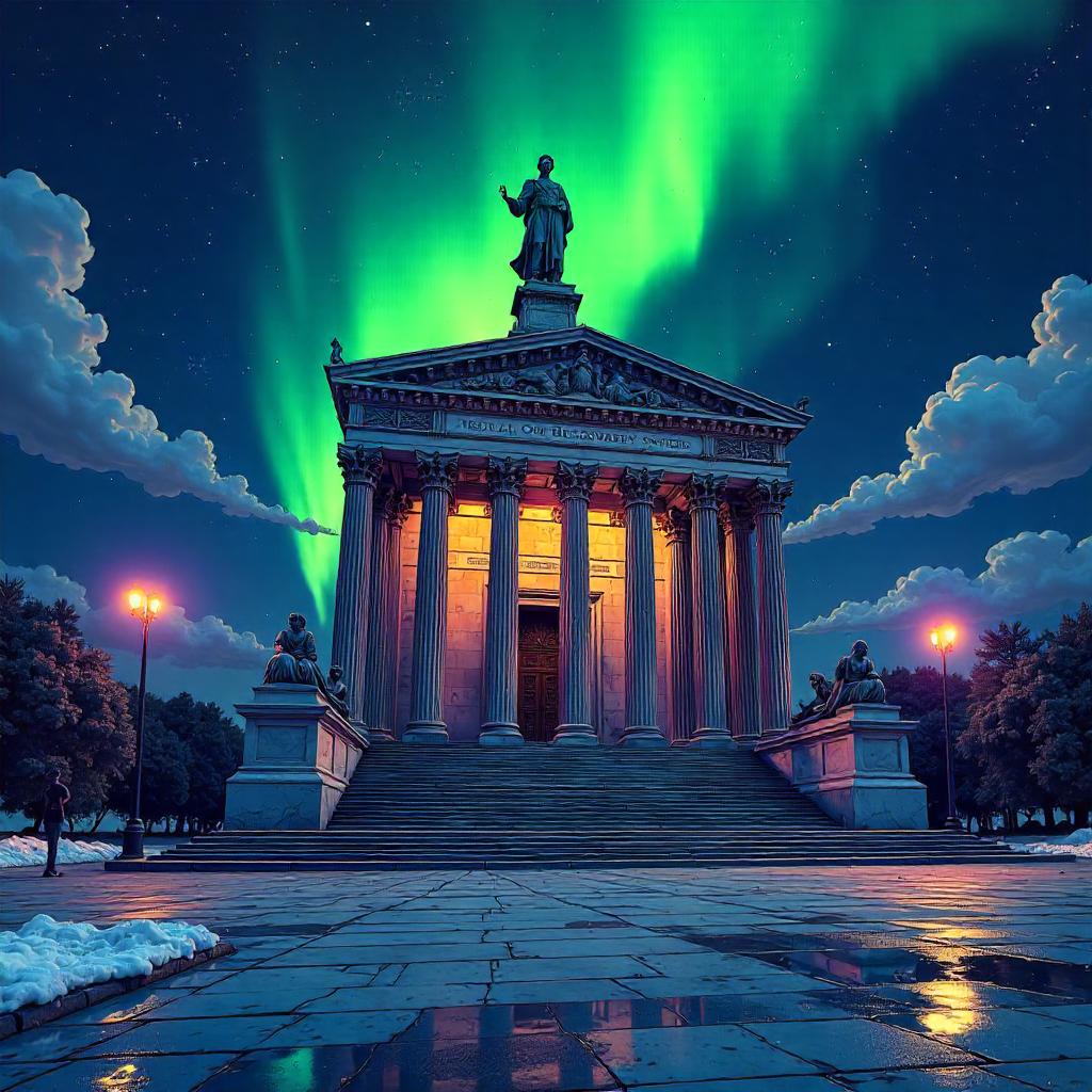 Aurora Night Over the Monument: A Comic Splash