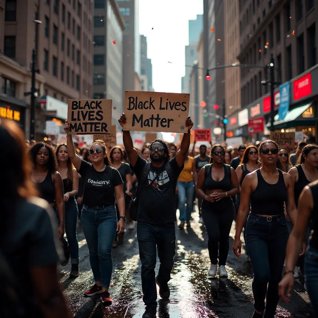 Diverse Crowd at a Dynamic BLM Protest