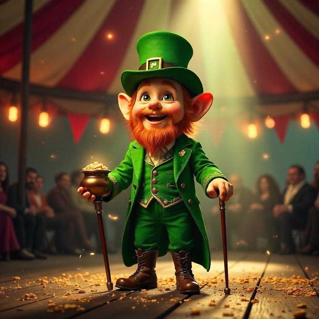 Photoreal Leprechaun in a Circus Tent