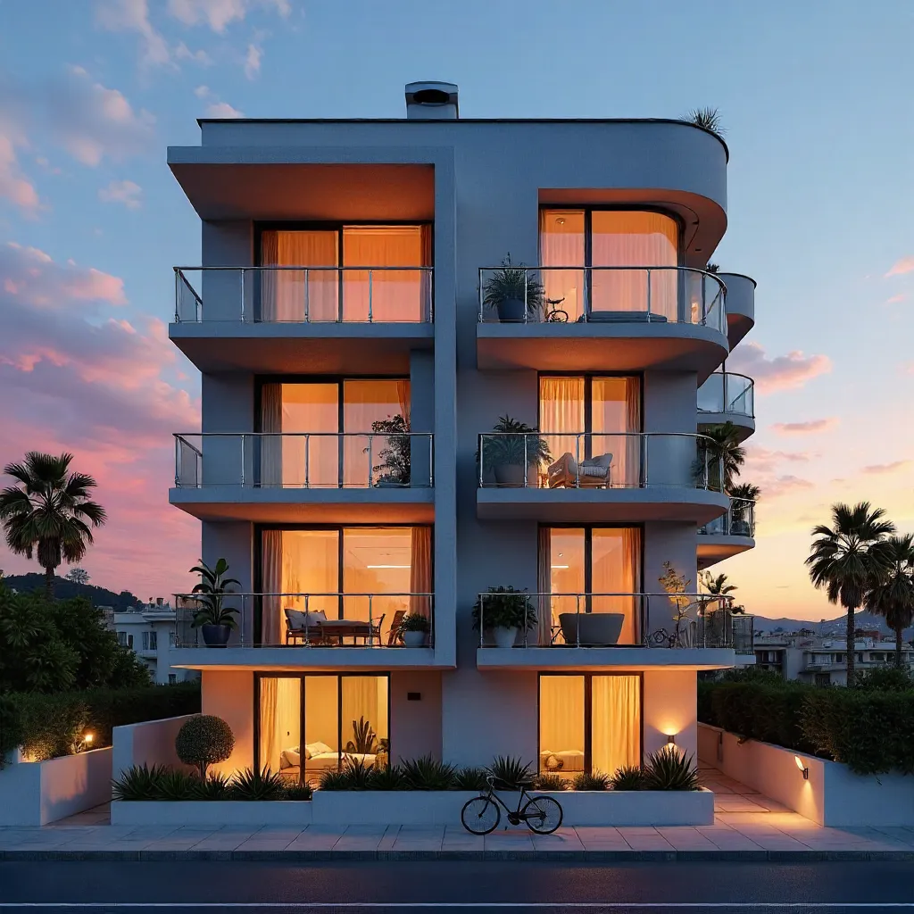 Dusk in Valencia: Modern Balcony Glow