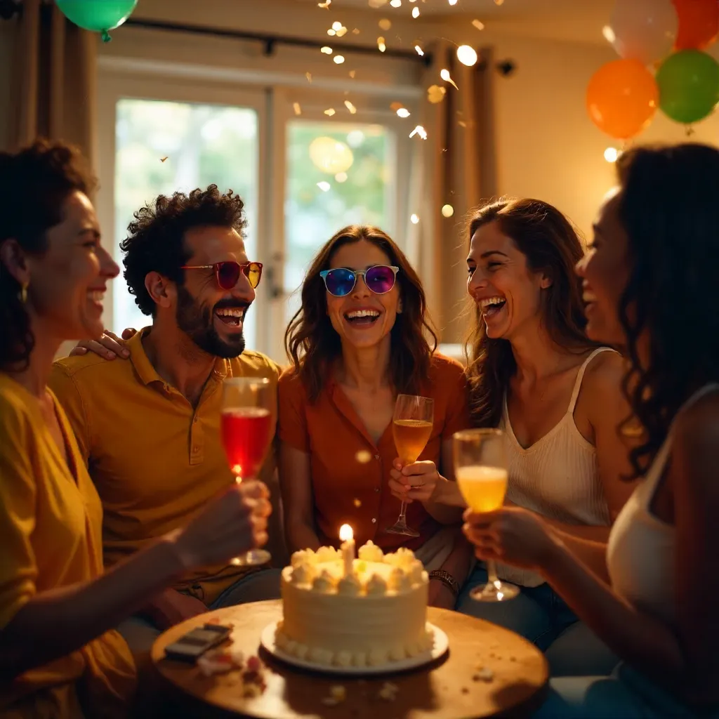 Joyful Indoor Party with Colorful Glasses
