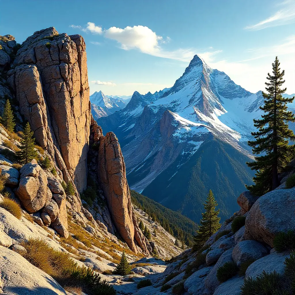 Rugged Cliffs and Snow Peaks of Pikes Peak