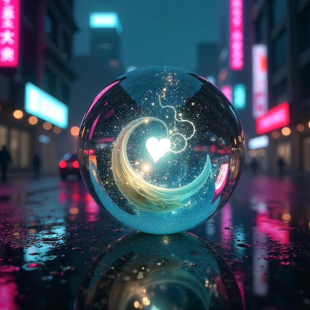 Soul Gem Floating Above a Neon Futuristic City