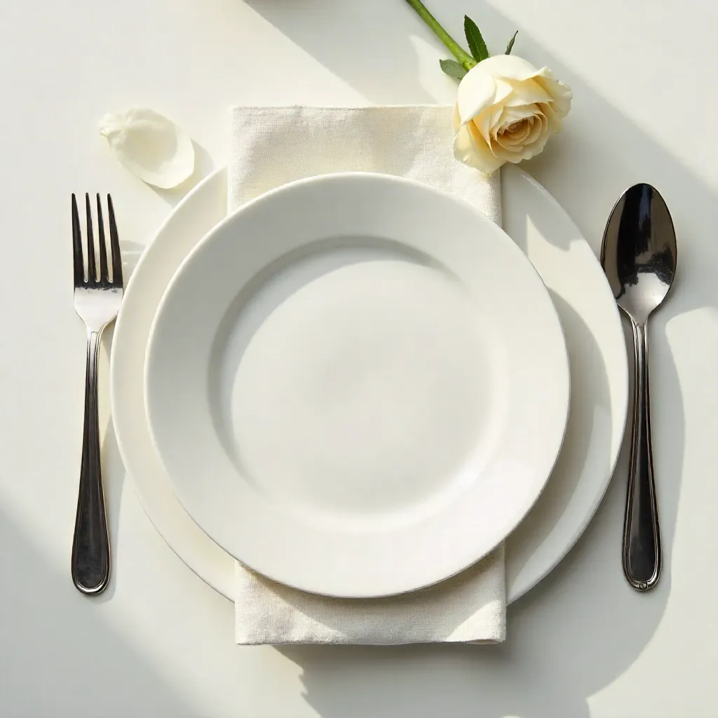 Minimalist Table Setting with Rosebud