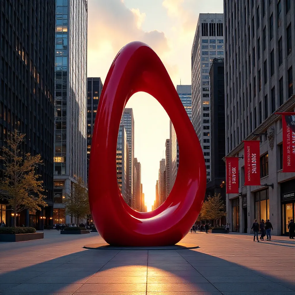 Red Sculpture Against Chicago Skyscrapers
