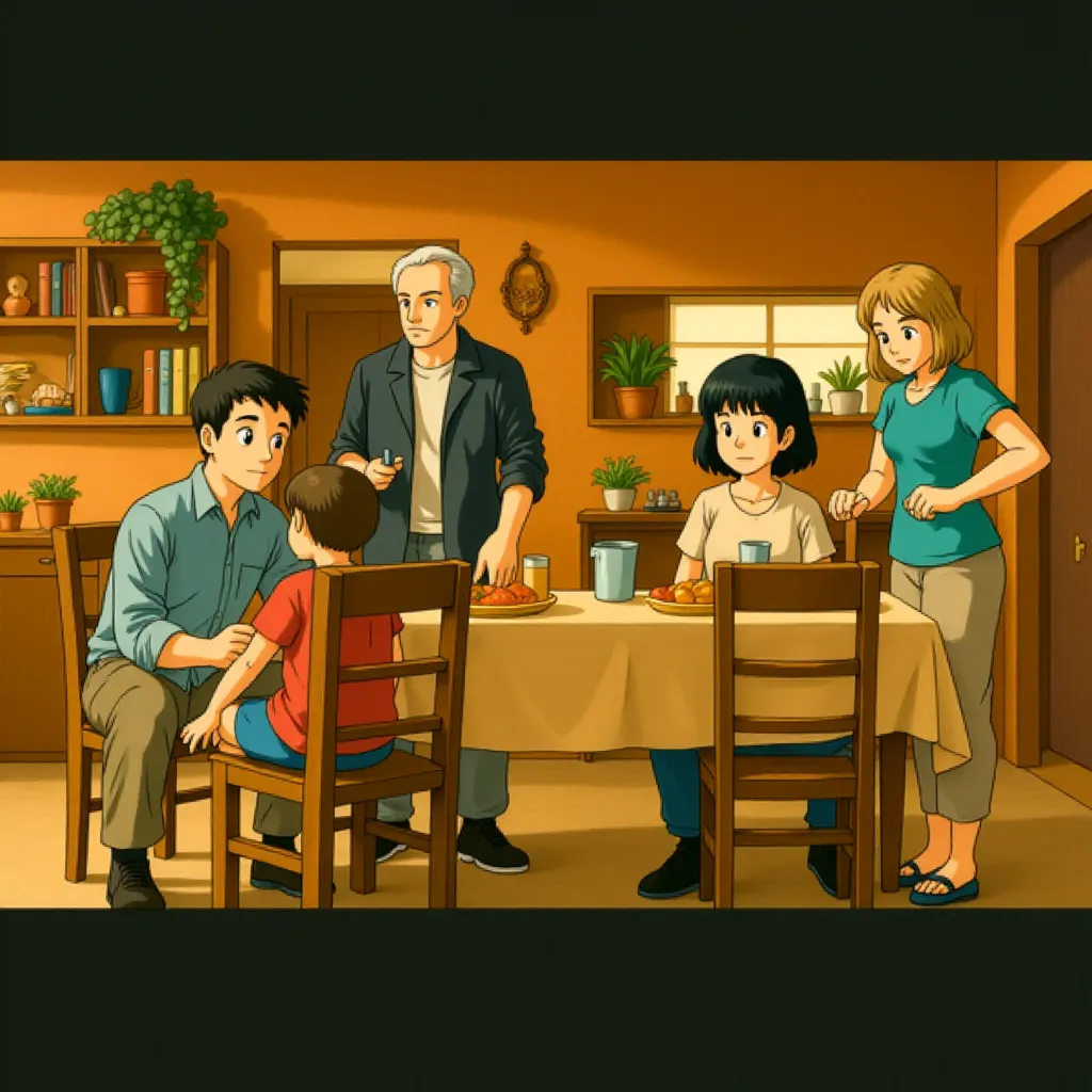 Alan Arkin, Toni Collette, Greg Kinnear, Steve Carell, Paul Dano, and Abigail Breslin in Little Miss Sunshine (2006) - Anime style